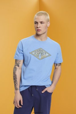 Esprit Robe De Plage - Esprit t-shirt en coton à logo imprimé lavande bleu clair hommes DJX6JH627 t-shirts