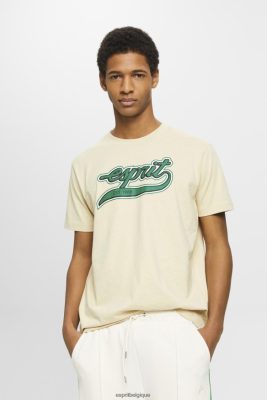 Esprit Robe De Plage - Esprit t-shirt en coton à logo rétro beige hommes DJX6JH630 t-shirts