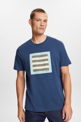 Esprit Robe De Plage - Esprit t-shirt en jersey avec imprimé, 100% coton gris bleu hommes DJX6JH585 t-shirts