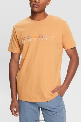 Esprit Robe De Plage - Esprit t-shirt en jersey avec logo brodé pêche hommes DJX6JH918 t-shirts