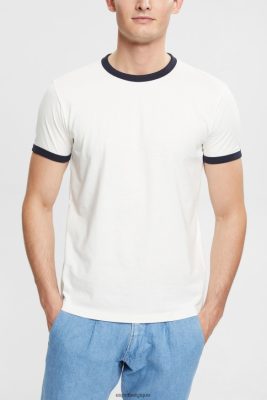 Esprit Robe De Plage - Esprit t-shirt en jersey blanc cassé hommes DJX6JH954 t-shirts