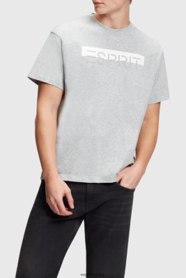 Esprit Robe De Plage - Esprit t-shirt à logo brillant mat gris clair hommes DJX6JH615 t-shirts