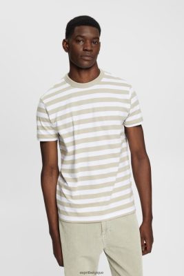 Esprit Robe De Plage - Esprit t-shirt rayé à col rond vert poussiéreux hommes DJX6JH768 t-shirts