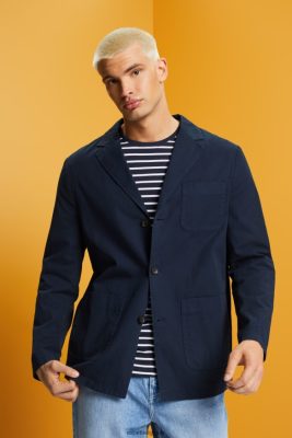 Esprit Robe De Plage - Esprit veste blazer en sergé de coton marine hommes DJX6JH621 vestes