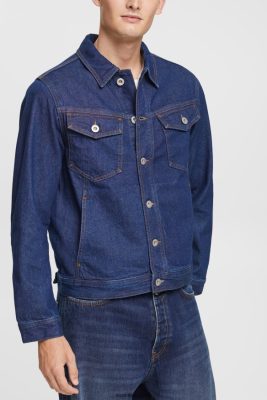 Esprit Robe De Plage - Esprit veste en jean bleu foncé hommes DJX6JH879 vestes